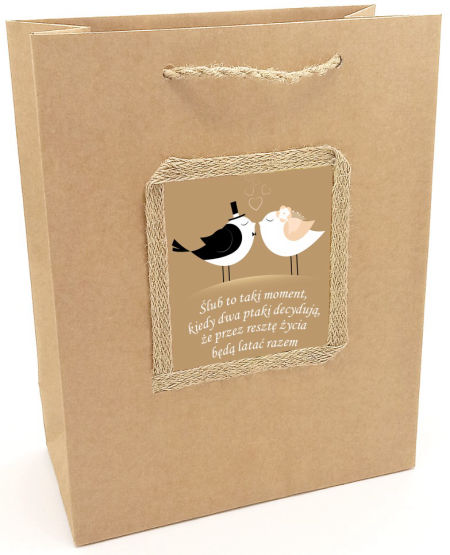 Torebka prezentowa ozdobna - ślubna - S-1001