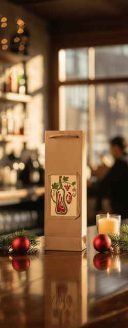 Torebka monopolowa świąteczna B-1002 z minimalistycznymi dekoracjami bożonarodzeniowymi wygenerowanymi przez AI